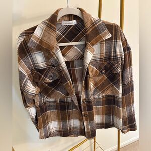 Brown plaid shirt women’s